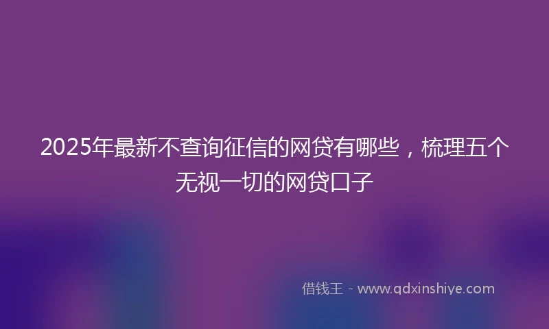2025年最新不查询征信的网贷有哪些，梳理五个无视一切的网贷口子