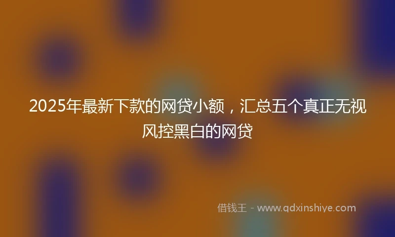 2025年最新下款的网贷小额，汇总五个真正无视风控黑白的网贷