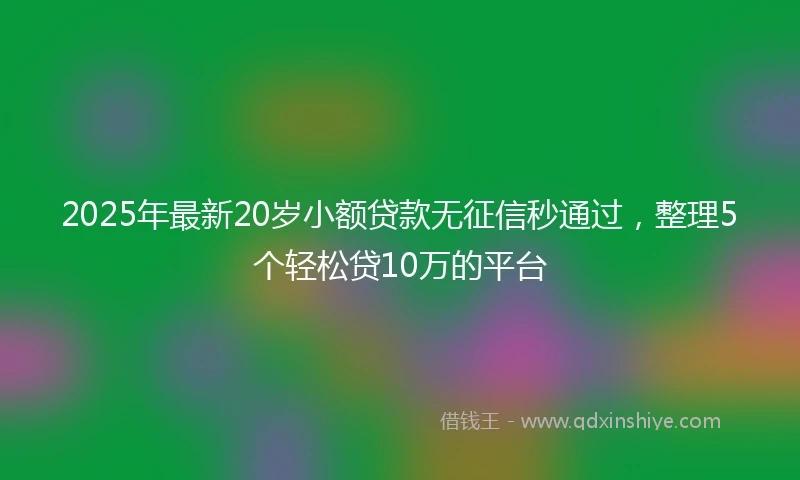 2025年最新20岁小额贷款无征信秒通过，整理5个轻松贷10万的平台