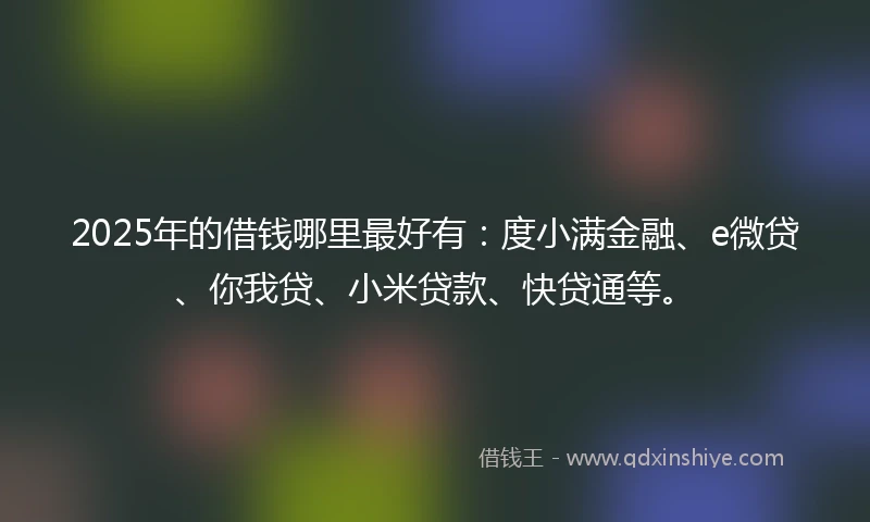2025年的借钱哪里最好有：度小满金融、e微贷、你我贷、小米贷款、快贷通等。