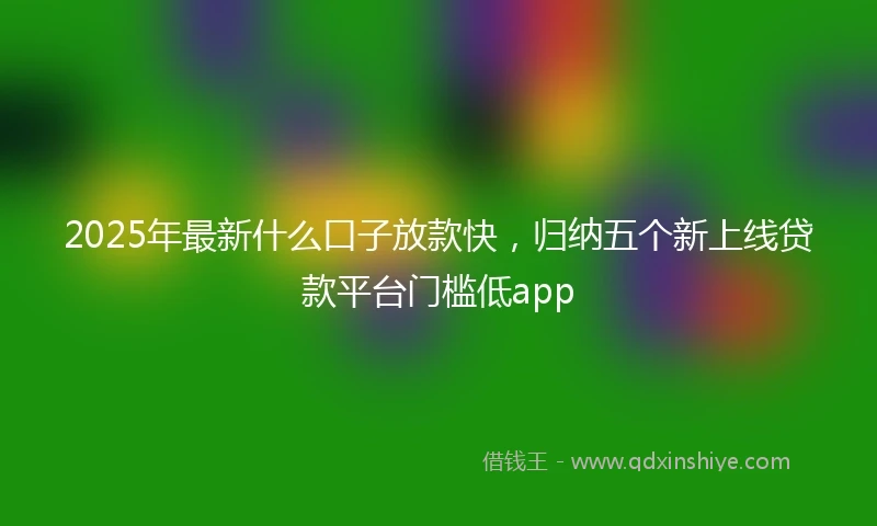 2025年最新什么口子放款快，归纳五个新上线贷款平台门槛低app