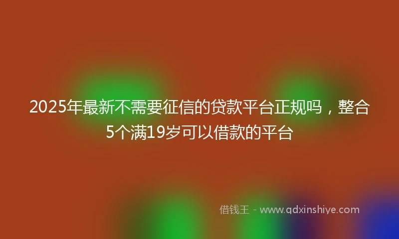 2025年最新不需要征信的贷款平台正规吗，整合5个满19岁可以借款的平台