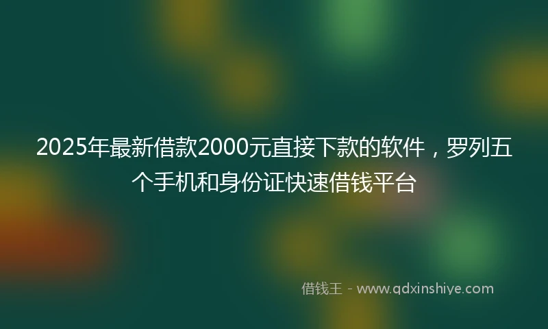 2025年最新借款2000元直接下款的软件，罗列五个手机和身份证快速借钱平台