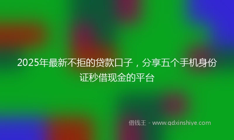 2025年最新不拒的贷款口子，分享五个手机身份证秒借现金的平台