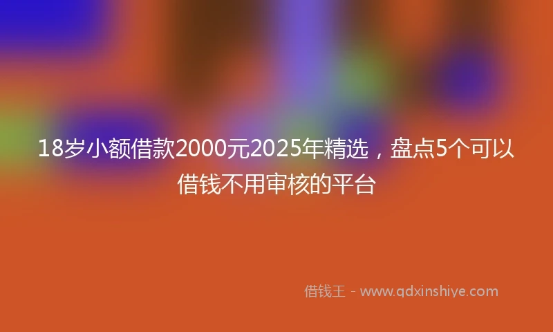 18岁小额借款2000元2025年精选，盘点5个可以借钱不用审核的平台