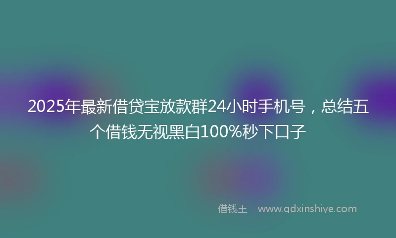 2025年最新借贷宝放款群24小时手机号，总结五个借钱无视黑白100%秒下口子
