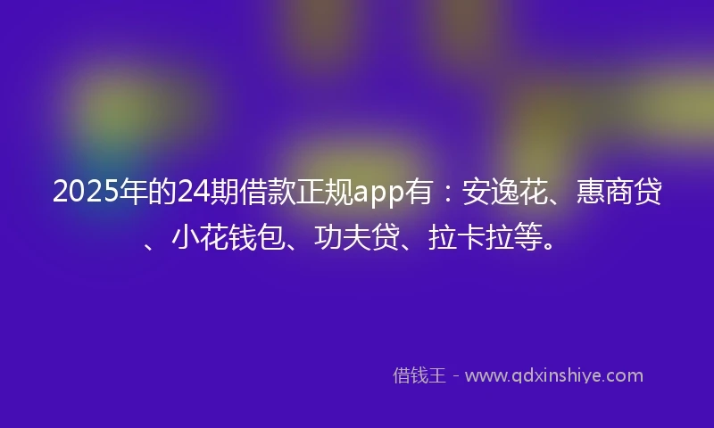 2025年的24期借款正规app有：安逸花、惠商贷、小花钱包、功夫贷、拉卡拉等。