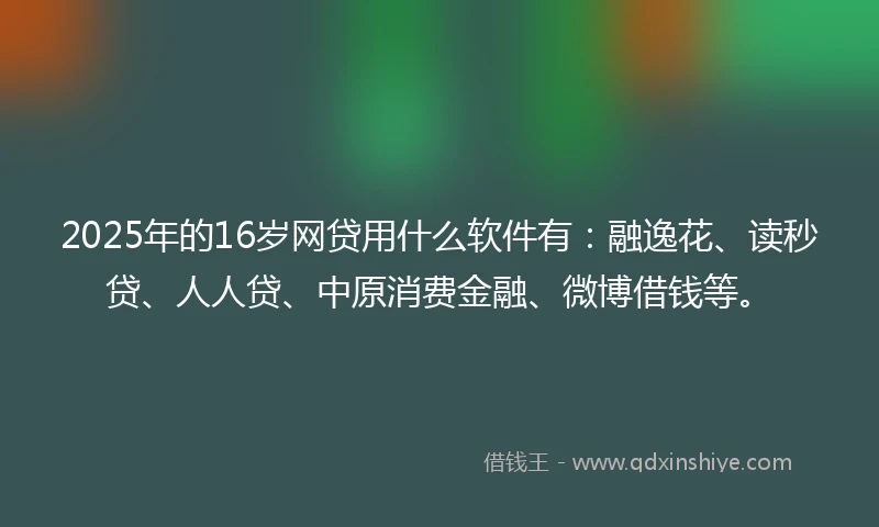 2025年的16岁网贷用什么软件有：融逸花、读秒贷、人人贷、中原消费金融、微博借钱等。