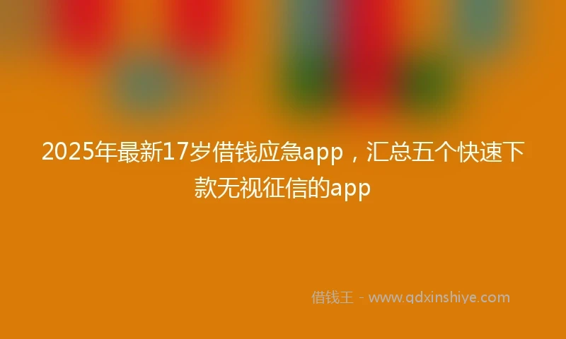 2025年最新17岁借钱应急app，汇总五个快速下款无视征信的app