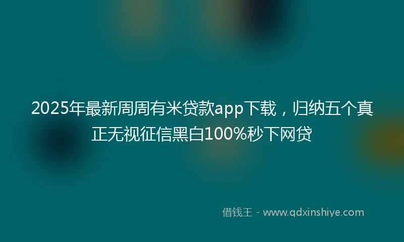 2025年最新周周有米贷款app下载，归纳五个真正无视征信黑白100%秒下网贷