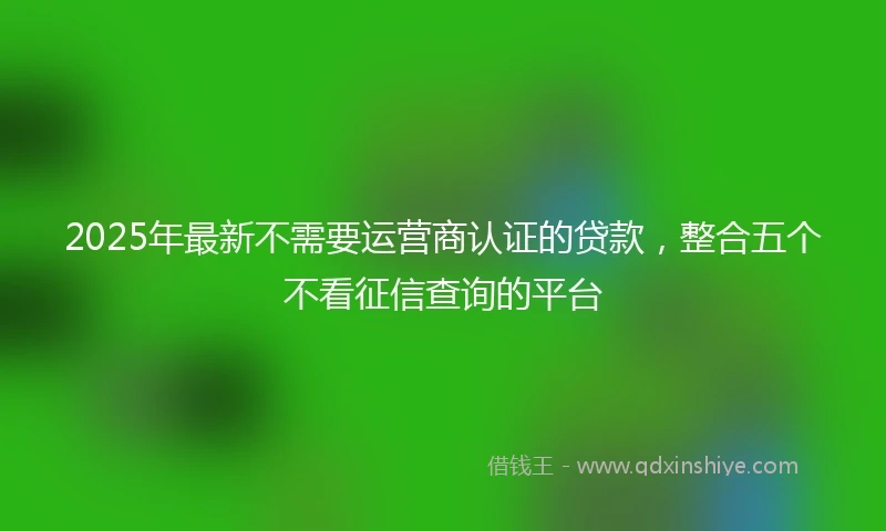 2025年最新不需要运营商认证的贷款，整合五个不看征信查询的平台