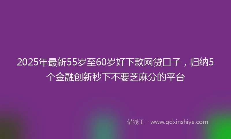 2025年最新55岁至60岁好下款网贷口子，归纳5个金融创新秒下不要芝麻分的平台