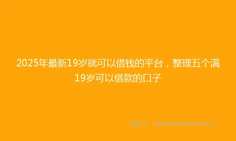 2025年最新19岁就可以借钱的平台，整理五个满19岁可以借款的口子