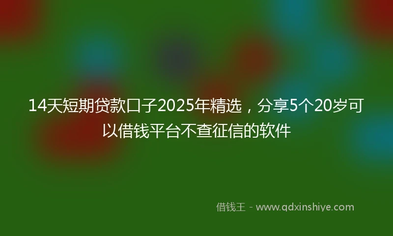 14天短期贷款口子2025年精选，分享5个20岁可以借钱平台不查征信的软件