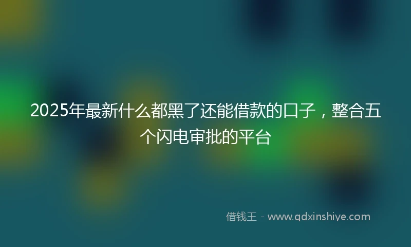 2025年最新什么都黑了还能借款的口子，整合五个闪电审批的平台