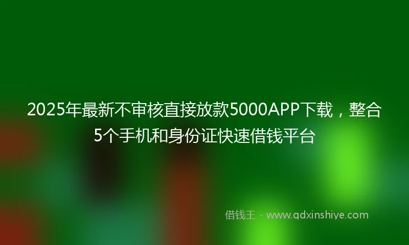 2025年最新不审核直接放款5000APP下载，整合5个手机和身份证快速借钱平台