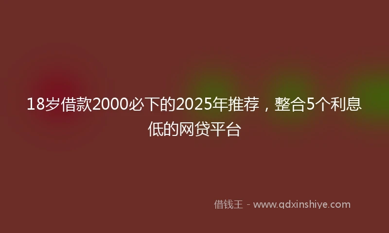 18岁借款2000必下的2025年推荐，整合5个利息低的网贷平台