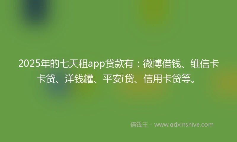 2025年的七天租app贷款有：微博借钱、维信卡卡贷、洋钱罐、平安i贷、信用卡贷等。