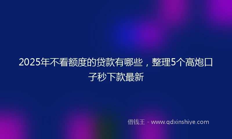 2025年不看额度的贷款有哪些，整理5个高炮口子秒下款最新