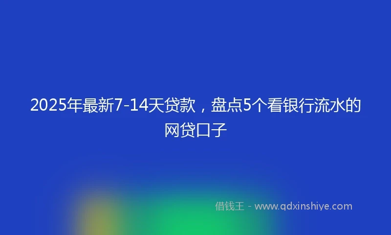 2025年最新7-14天贷款，盘点5个看银行流水的网贷口子