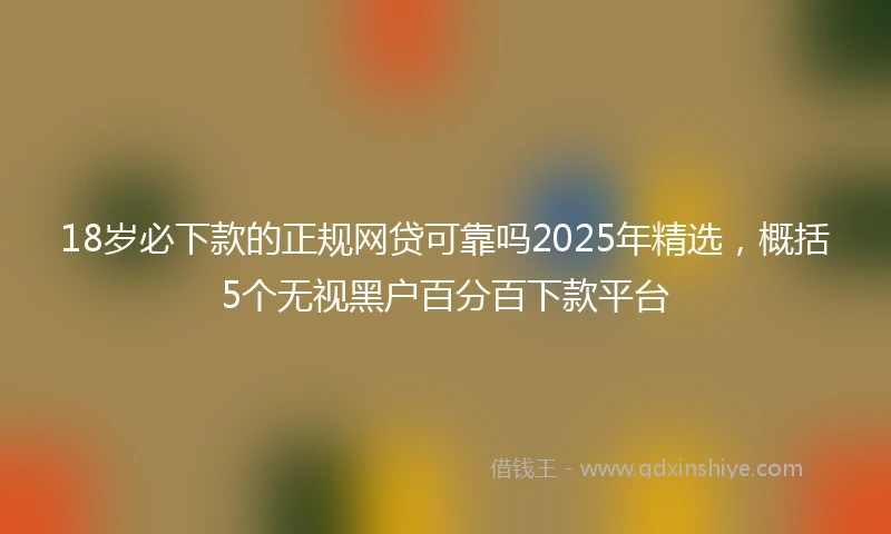 18岁必下款的正规网贷可靠吗2025年精选，概括5个无视黑户百分百下款平台