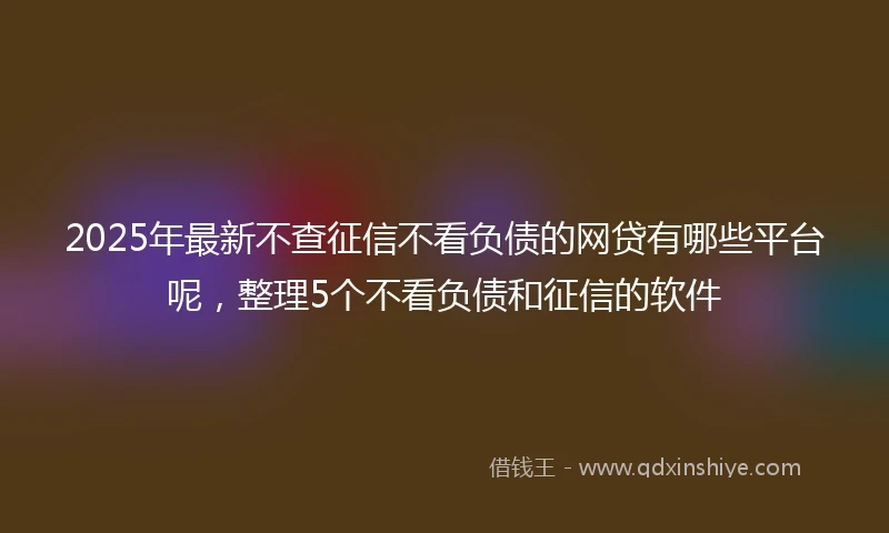 2025年最新不查征信不看负债的网贷有哪些平台呢，整理5个不看负债和征信的软件