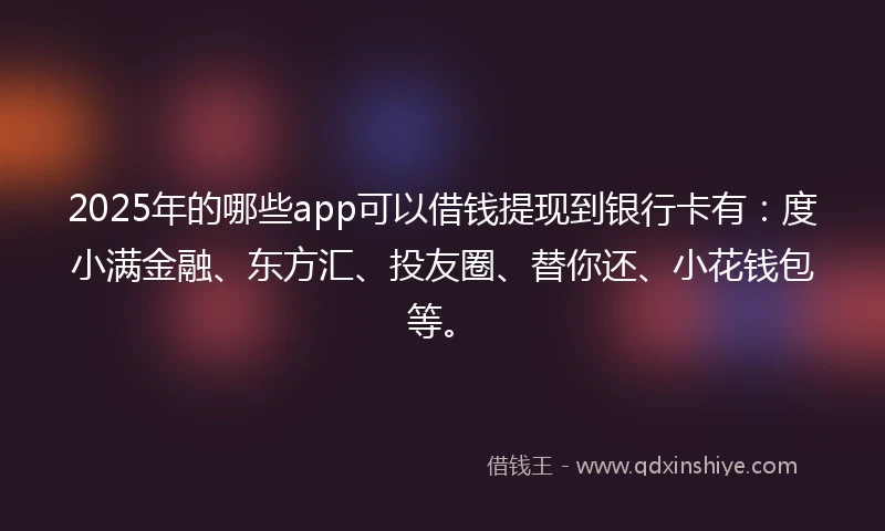 2025年的哪些app可以借钱提现到银行卡有：度小满金融、东方汇、投友圈、替你还、小花钱包等。