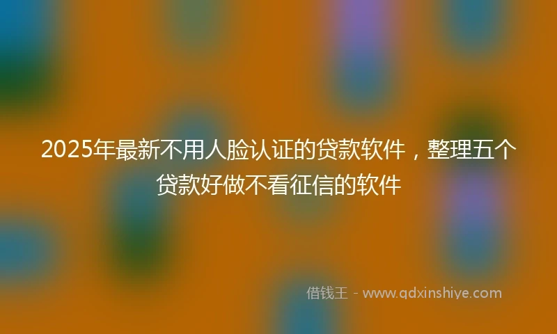 2025年最新不用人脸认证的贷款软件，整理五个贷款好做不看征信的软件
