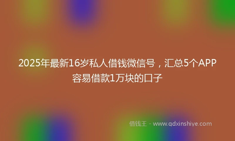 2025年最新16岁私人借钱微信号，汇总5个APP容易借款1万块的口子