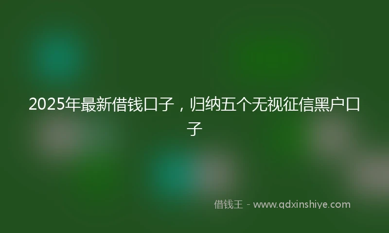 2025年最新借钱口子，归纳五个无视征信黑户口子