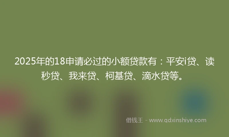 2025年的18申请必过的小额贷款有：平安i贷、读秒贷、我来贷、柯基贷、滴水贷等。