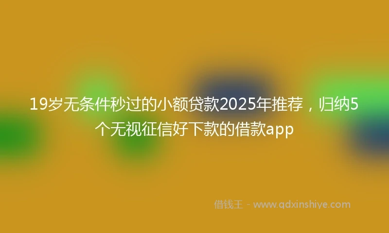 19岁无条件秒过的小额贷款2025年推荐，归纳5个无视征信好下款的借款app
