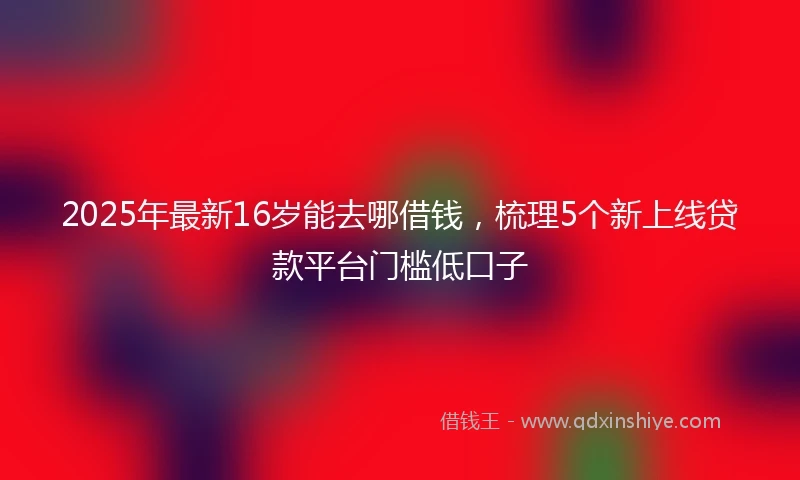 2025年最新16岁能去哪借钱，梳理5个新上线贷款平台门槛低口子