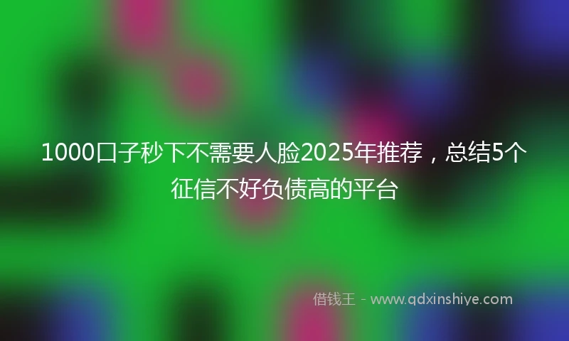 1000口子秒下不需要人脸2025年推荐，总结5个征信不好负债高的平台