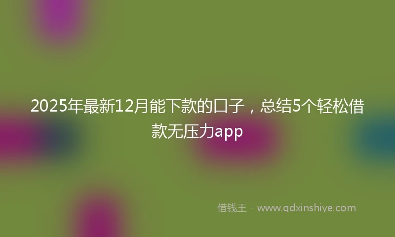 2025年最新12月能下款的口子，总结5个轻松借款无压力app