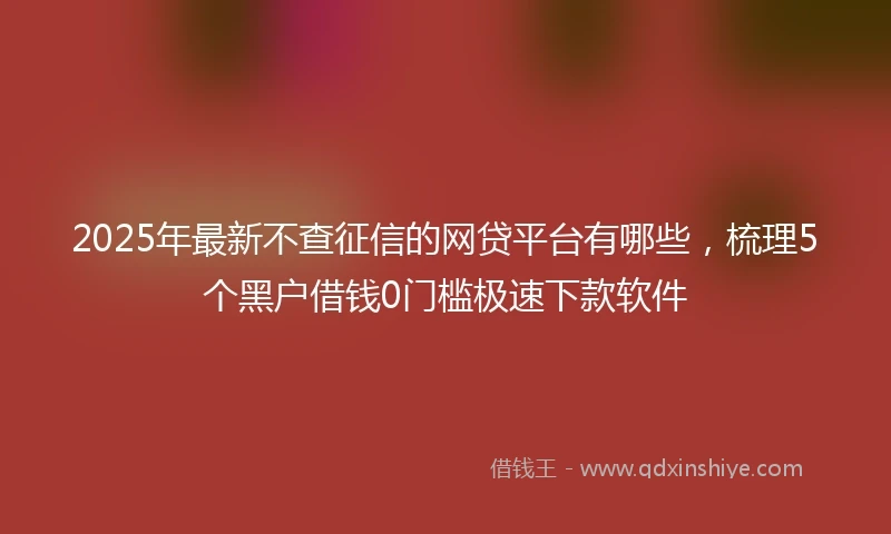 2025年最新不查征信的网贷平台有哪些，梳理5个黑户借钱0门槛极速下款软件