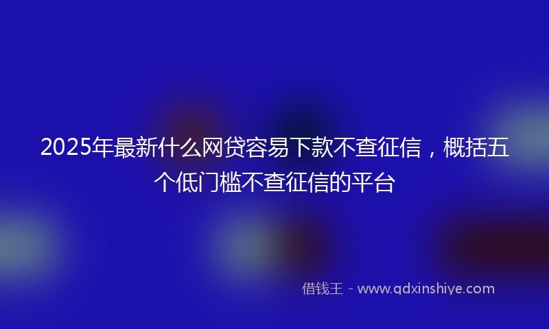 2025年最新什么网贷容易下款不查征信，概括五个低门槛不查征信的平台