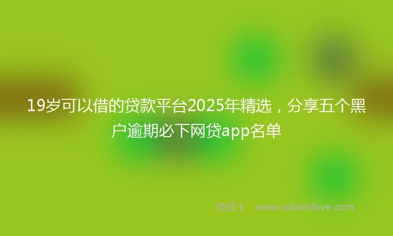 19岁可以借的贷款平台2025年精选，分享五个黑户逾期必下网贷app名单