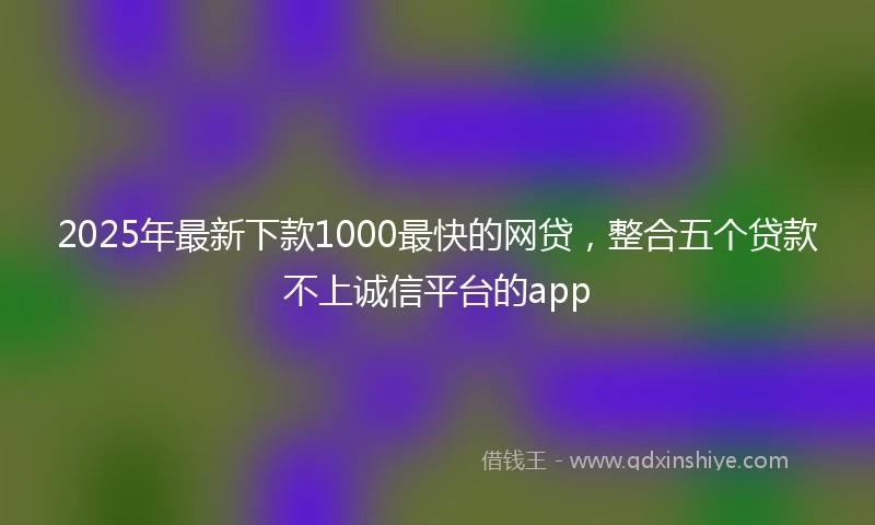 2025年最新下款1000最快的网贷，整合五个贷款不上诚信平台的app