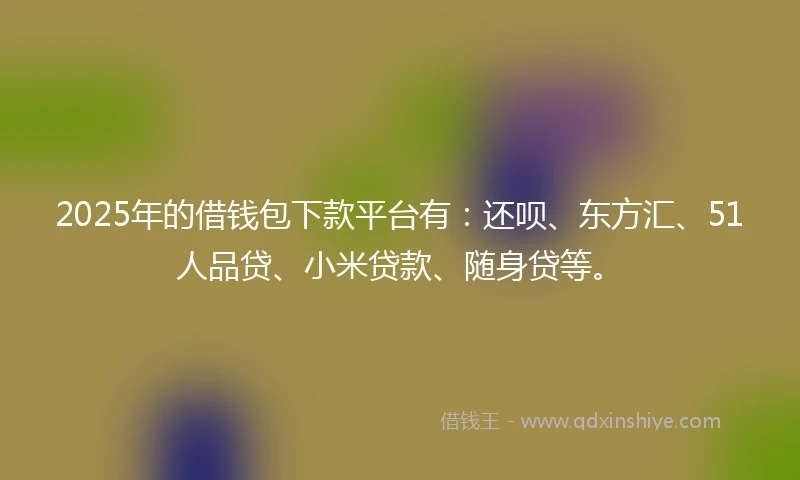 2025年的借钱包下款平台有：还呗、东方汇、51人品贷、小米贷款、随身贷等。