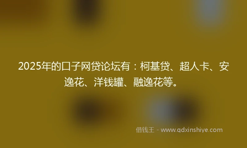2025年的口子网贷论坛有：柯基贷、超人卡、安逸花、洋钱罐、融逸花等。