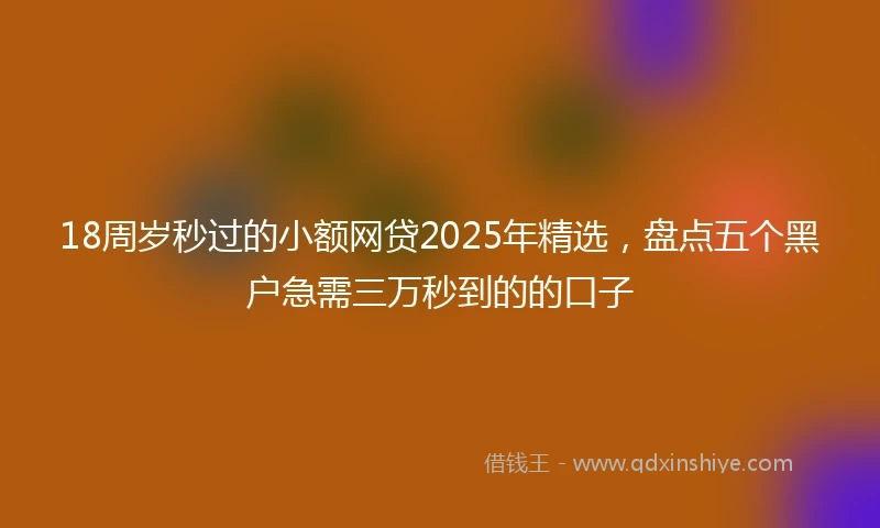 18周岁秒过的小额网贷2025年精选，盘点五个黑户急需三万秒到的的口子