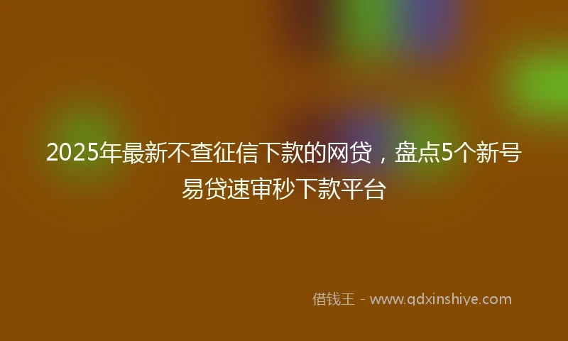 2025年最新不查征信下款的网贷，盘点5个新号易贷速审秒下款平台