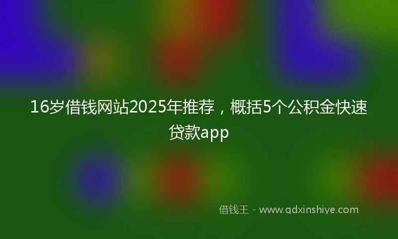 16岁借钱网站2025年推荐，概括5个公积金快速贷款app