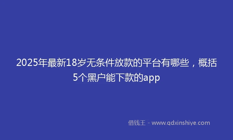 2025年最新18岁无条件放款的平台有哪些，概括5个黑户能下款的app