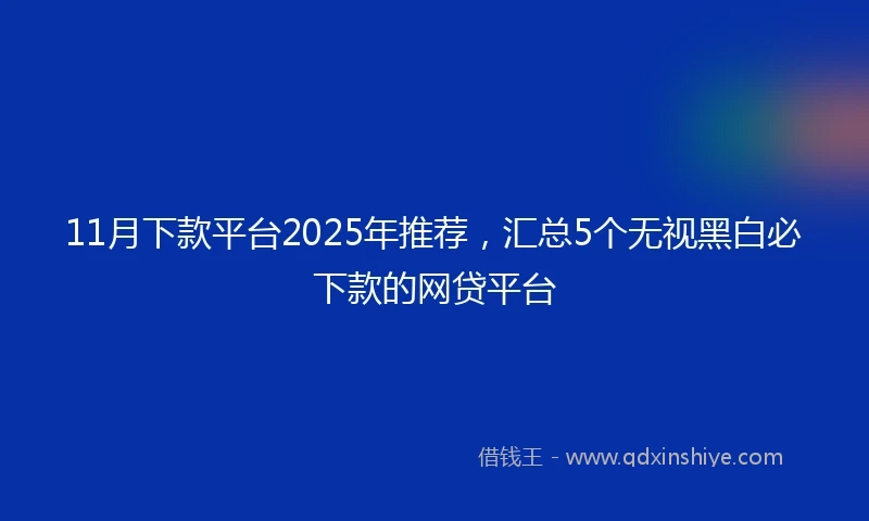 11月下款平台2025年推荐，汇总5个无视黑白必下款的网贷平台