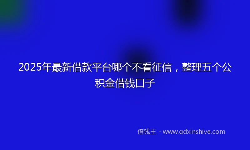 2025年最新借款平台哪个不看征信，整理五个公积金借钱口子