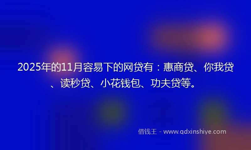 2025年的11月容易下的网贷有：惠商贷、你我贷、读秒贷、小花钱包、功夫贷等。