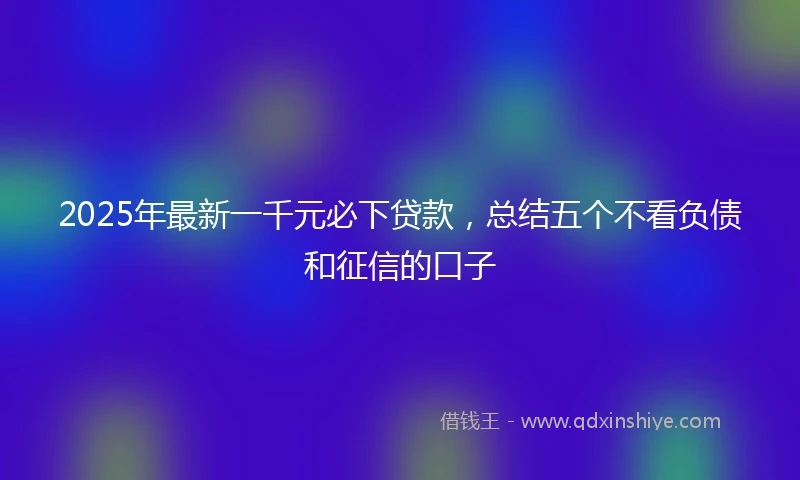 2025年最新一千元必下贷款，总结五个不看负债和征信的口子