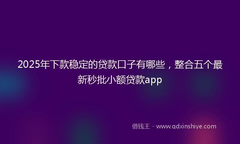 2025年下款稳定的贷款口子有哪些，整合五个最新秒批小额贷款app